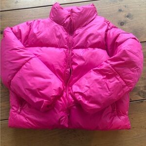 Women’s old navy pink puffer jacket.